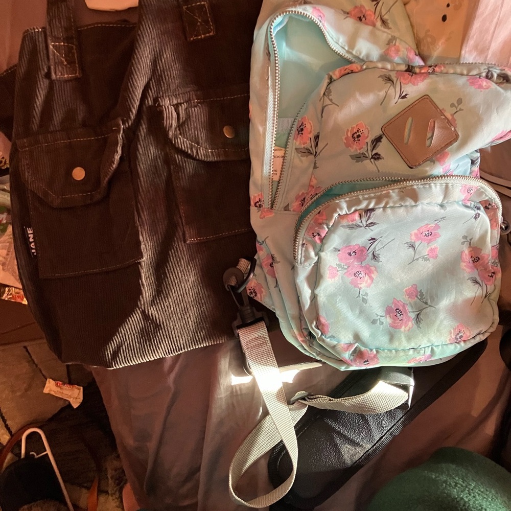 Otherwild Green and Pink Floral Canvas Bag